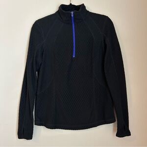 Tek Gear Black w/ Purple 1/4 Zip Pullover Sweatshirt Top w/ Thumb Holes Sz S